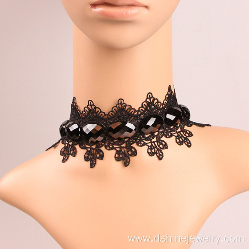 Black Choker Necklace 90s Fashion Lace Diamond Choker